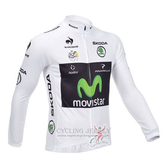 2013 Cycling Jersey Movistar Lider White Long Sleeve and Bib Tight